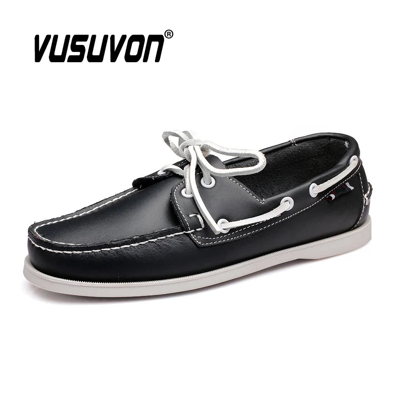 Big Size Loafers Men Shoes Genuine Leather Driving Shoes Retro Fashion Flats