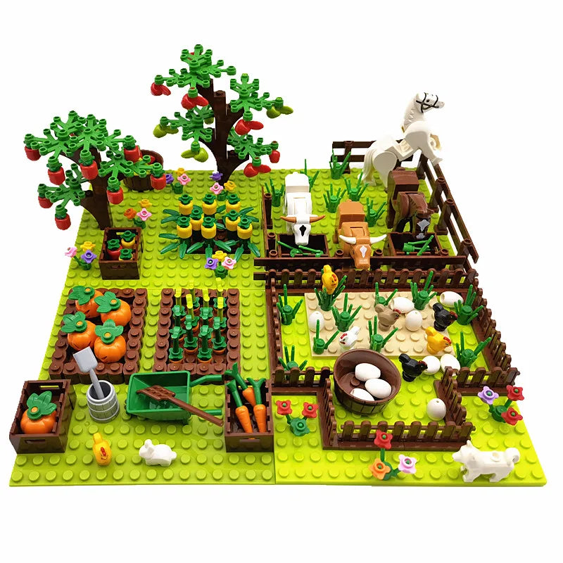 Farm Animals Trees Plants Building Blocks for Kids MOC Compatible