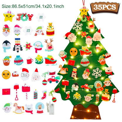 Kids DIY Felt Christmas Tree Merry Christmas Decorations for Home 2024