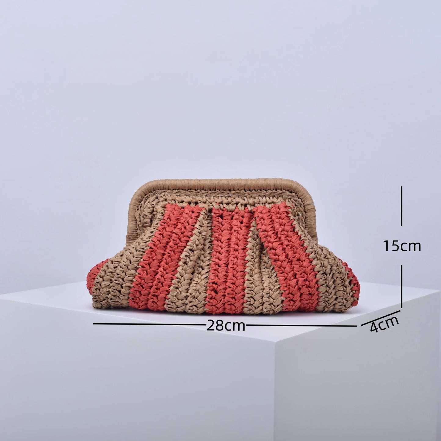 Fashion Striped Straw Clutch Bag Casaul Shell Paper Woven Women Shoulder