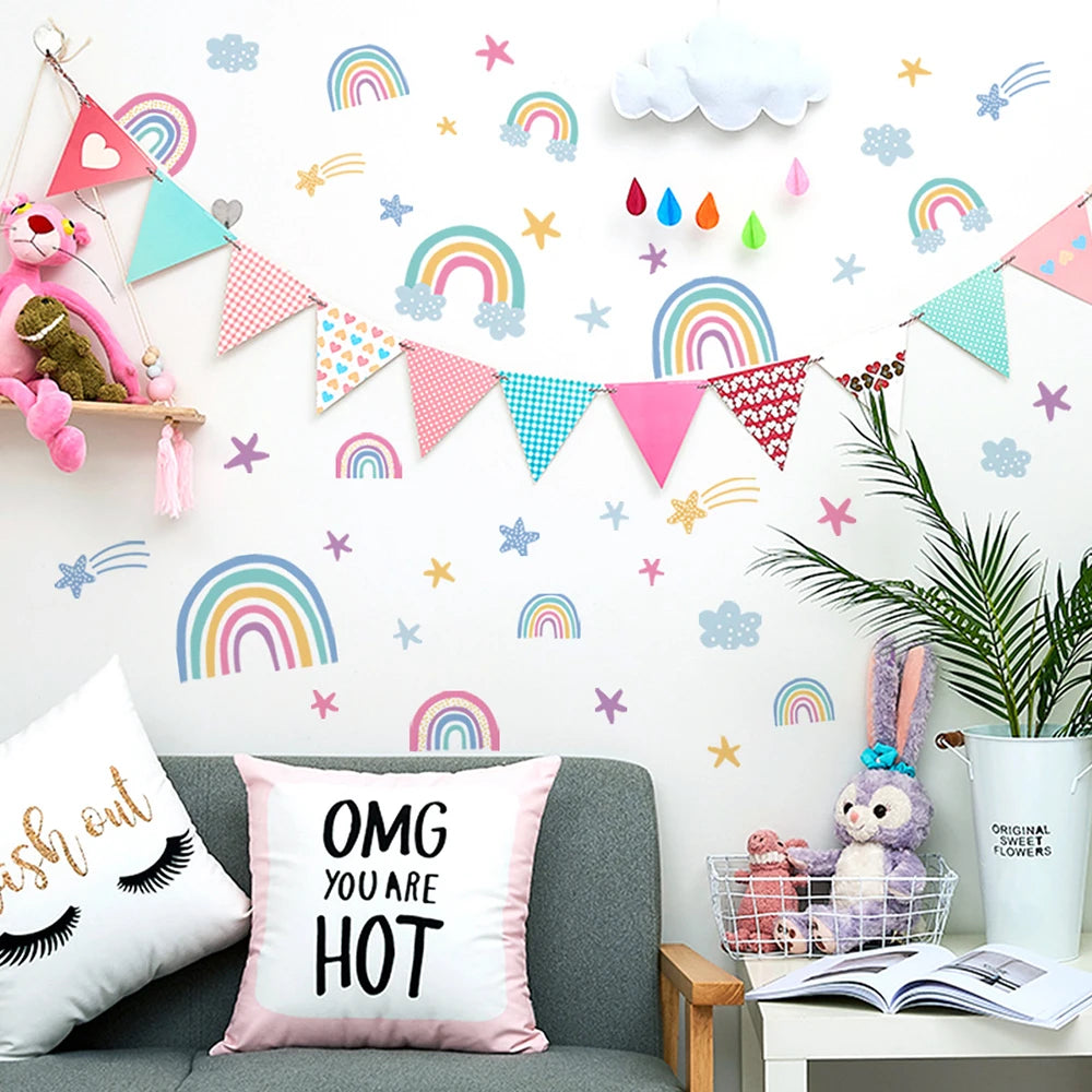 Luminous Rainbow Wall Sticker for Kids Rooms Glow in the Dark Stickers