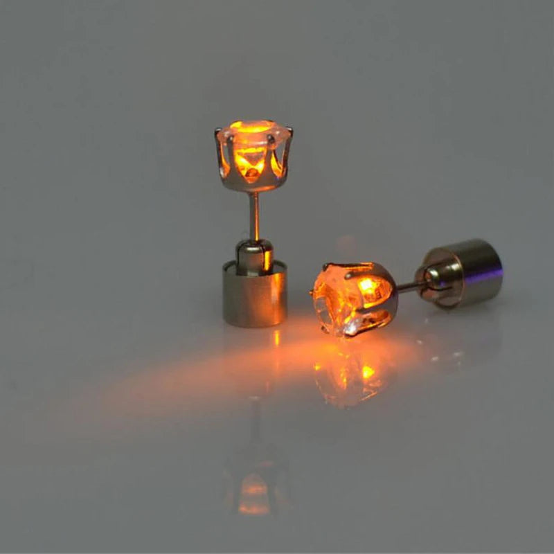 1pc Light Up Led Stainless Steel Men Earring New Year Gift