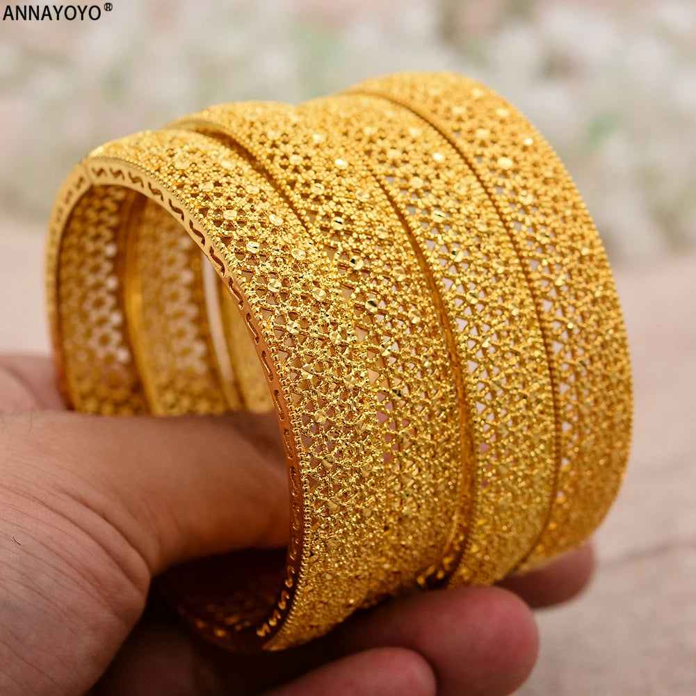 24k Dubai Gold Color Bangles for Women Dubai Bride Wedding Ethiopian Bracelet