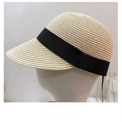 Summer Straw Hats for Women Dome Sun Protection Visor Panama Cap