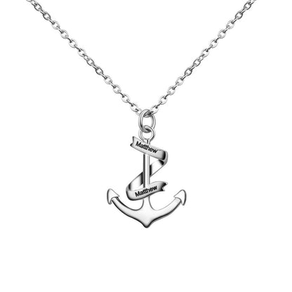 Custom Name Engraved Anchor Necklace