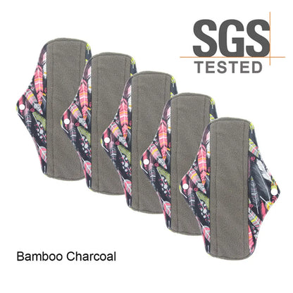 Reusable Women Bamboo Charcoal Cloth Sanitary Pads Washable Pad Leak-Proof