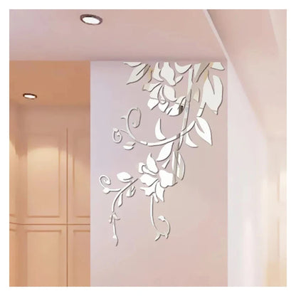 3D Diy Acrylic Mirror Stickers for Room Decoration Flower Wall Decals Sticker