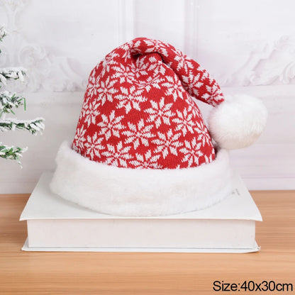 2024 Knitted Christmas Hat Cute Pompom Adult Child Soft Beanie Santa Cap New