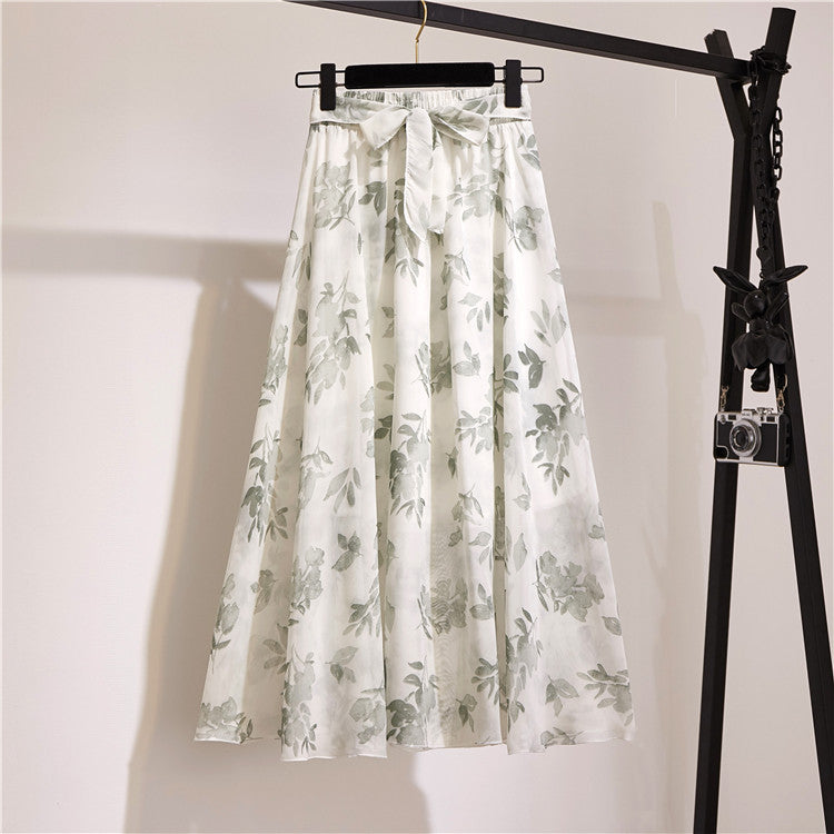 Women's Elegant Skirt Korean High Waist Cover Up Ruffle Skirts Midi Skirt