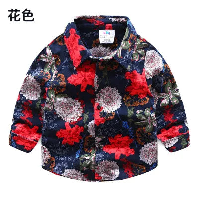 2-11 12 Years Kids Baby Big Flower Print Shirt 2023 Autumn Spring Fashion