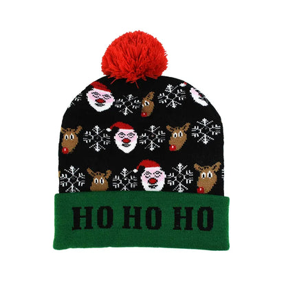 LED Christmas Hat Sweater Knitted Beanie Christmas Light Up Knitted Hat