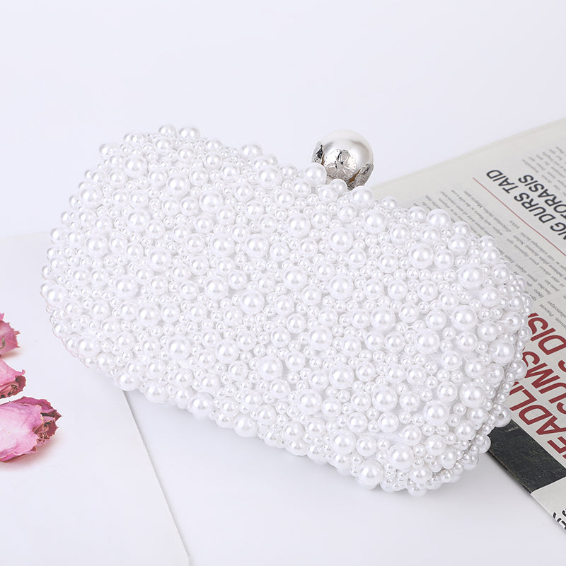 Luxury Special Crystals Womens Wedding  Beaded Pearl Clutch  Handmade Bags