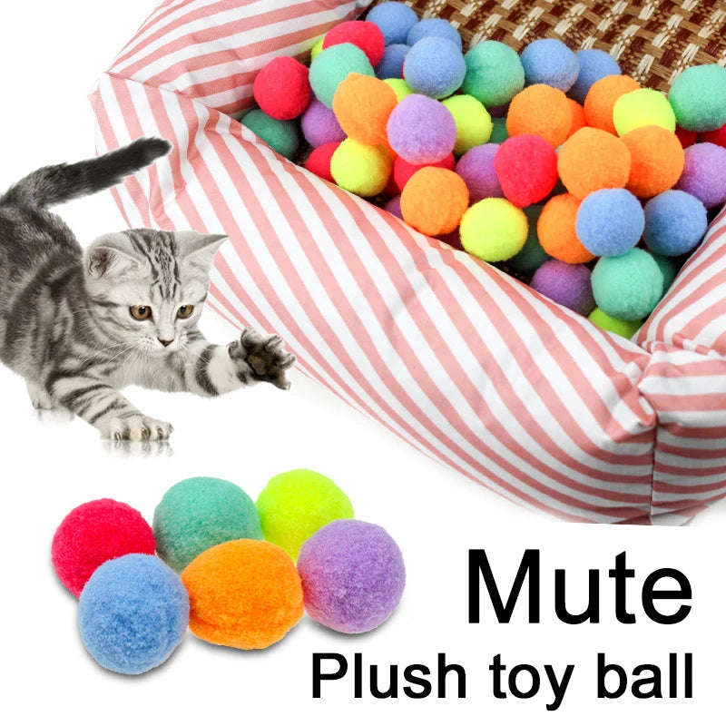 10 Pcs/Lot Cute Funny Cat Toys Stretch Plush Ball Soft Colorful