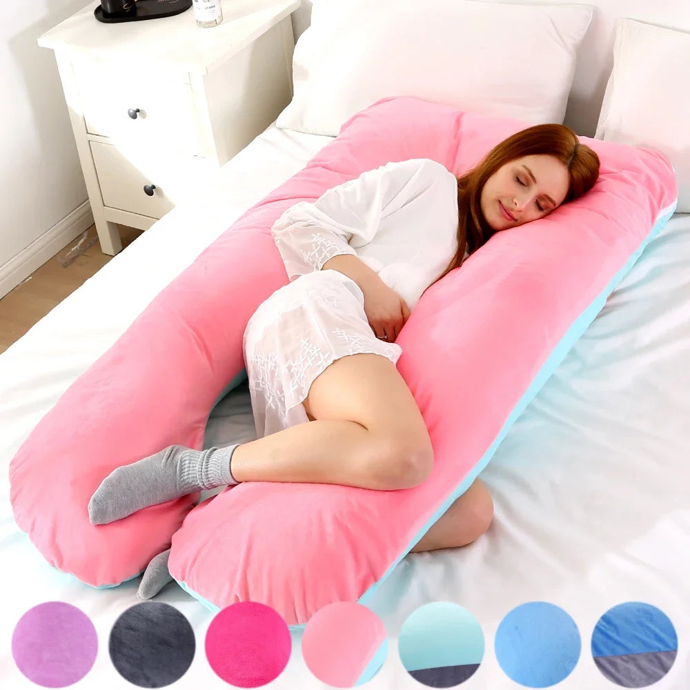 Soft Fleece Pregnant Pillow Gravida U Type Lumbar Pillow Multi Function Side