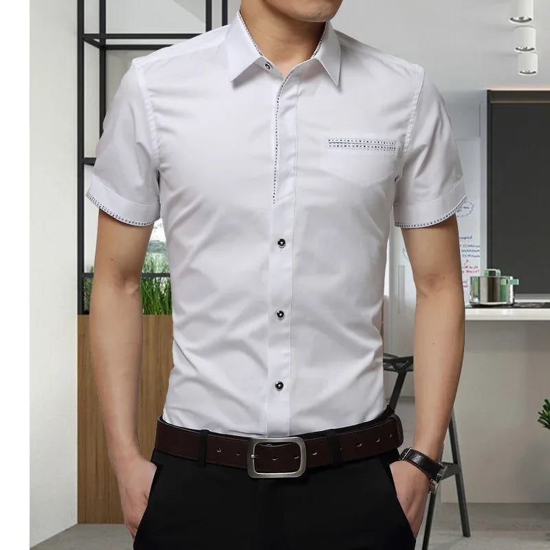 2024 Summer New Men's Shirt Brand Luxury Men Cotton Short Sleeves