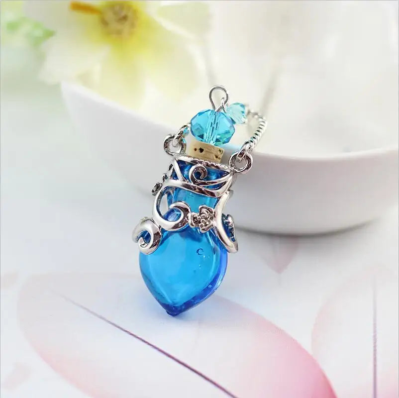 1PC Murano Glass Perfume Necklace Small Heart Essential Oil Bottle Pendants