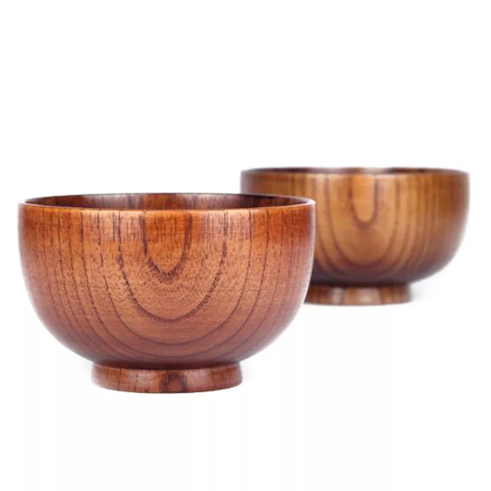 Wooden Bowl Japanese Style Soup Salad Coconut Grinding Tableware