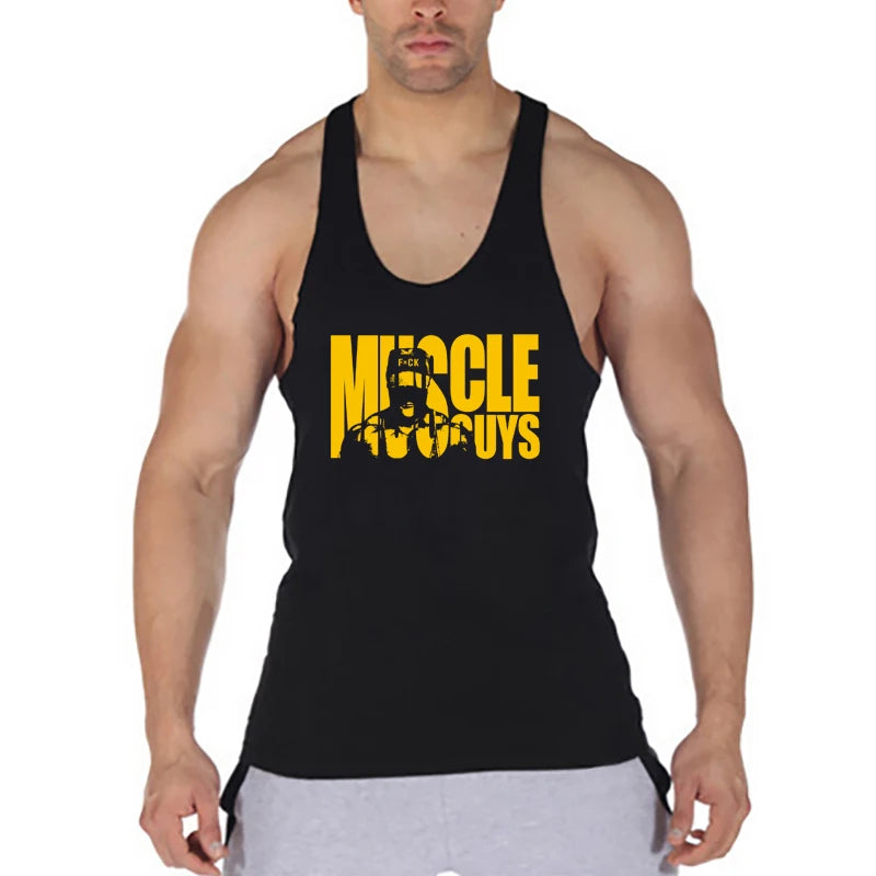 MACHINEFITNESS Summer Bodybuilding Muscle Vest Fitness Brand Tank Tops Men