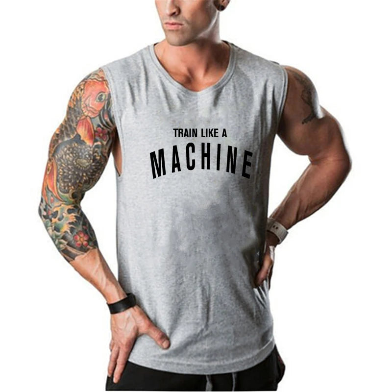 Fitness Tank Top Men Bodybuilding Clothing Gym Stringer Vests Mens Sleeveless