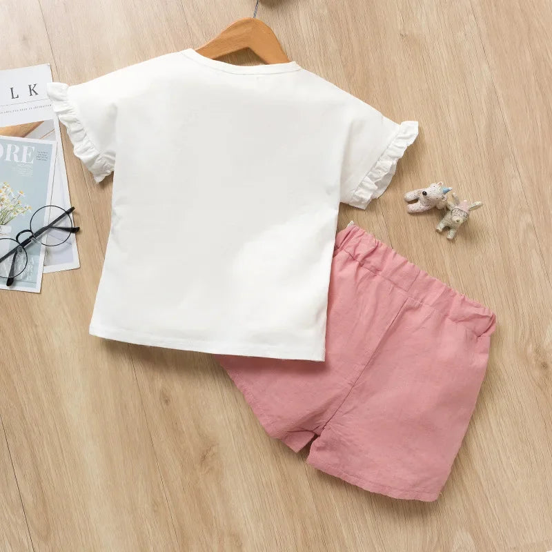 Girls Clothing Sets New Summer 2019 Cotton Vest Two-Piece Kid Clothes Set