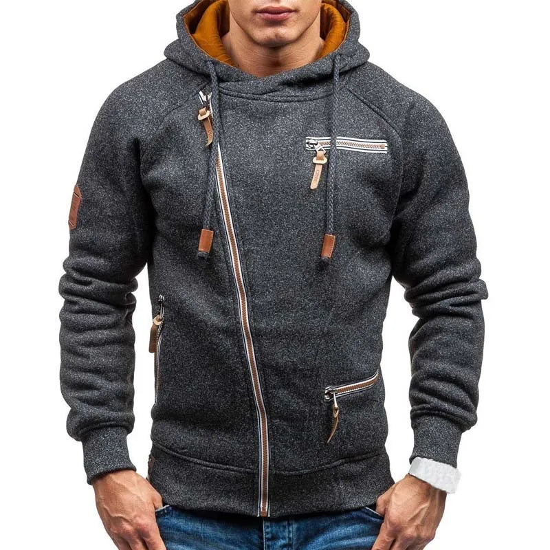 New Hoodie Men 2021 Autumn Casual Solid Long Sleeve Mens Hoodies Sweatshirts Sli