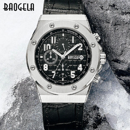 BAOGELA Timing Watch Men's Sports Watch Quartz Watch Leather Brand