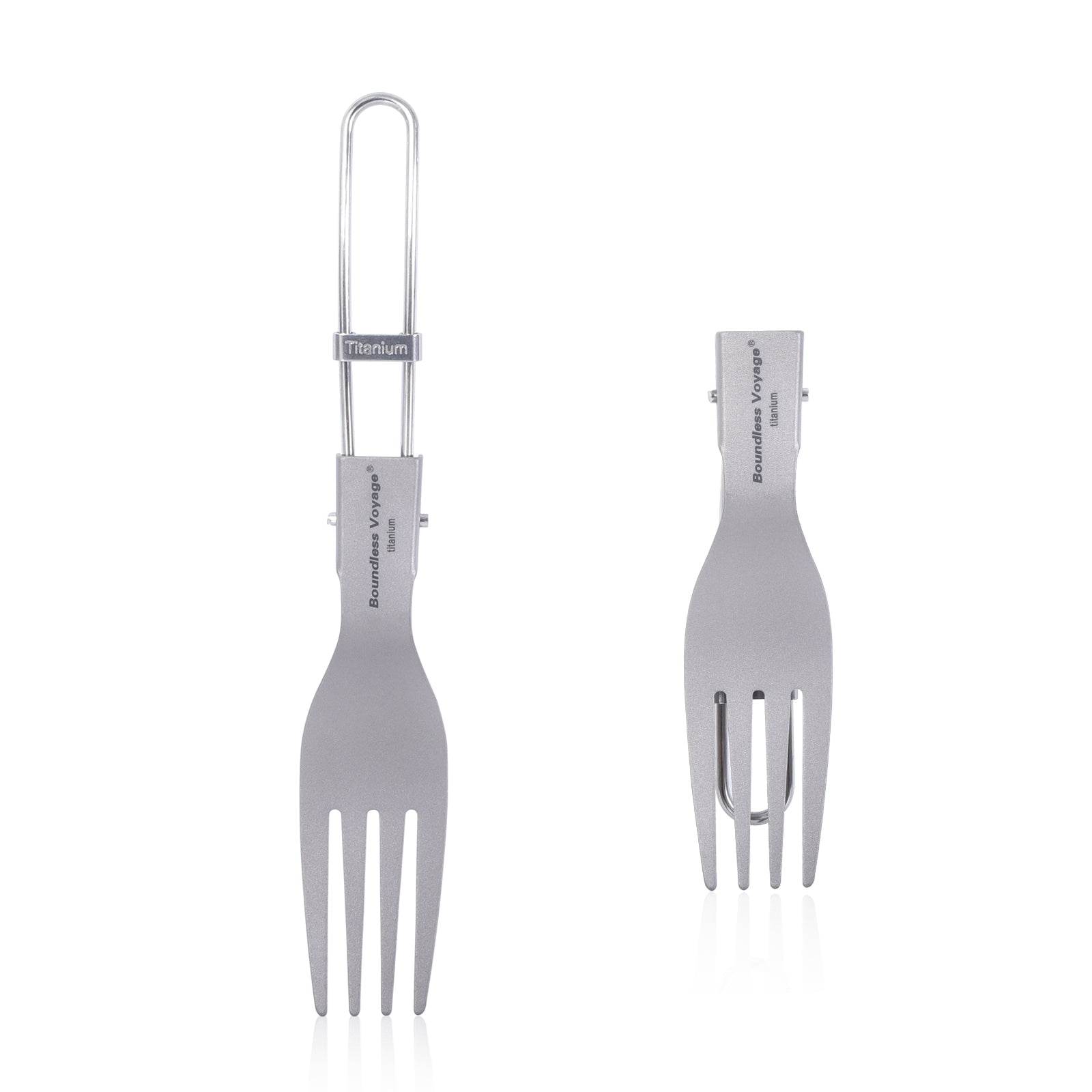 Boundless Voyage Titanium Folding Spoon Spork Fork Set Foldable Cutlery Camping