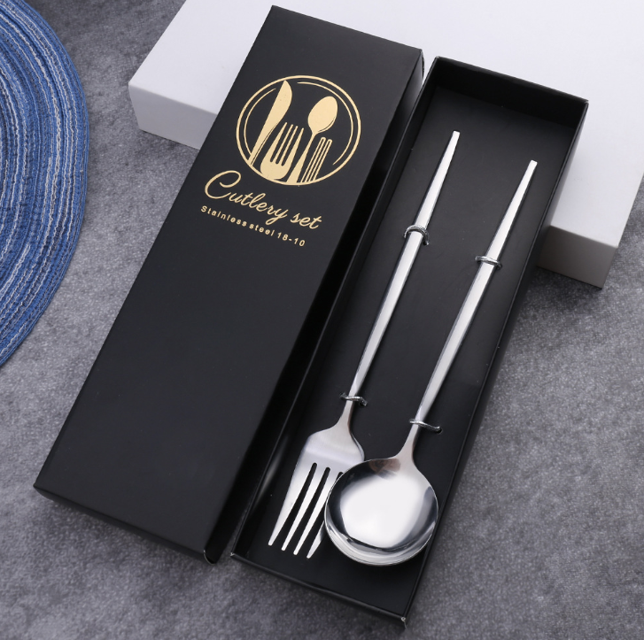 Luxury 18/10  Matte Black Gold Plated Stainless Steel Flatware Cutlery Set