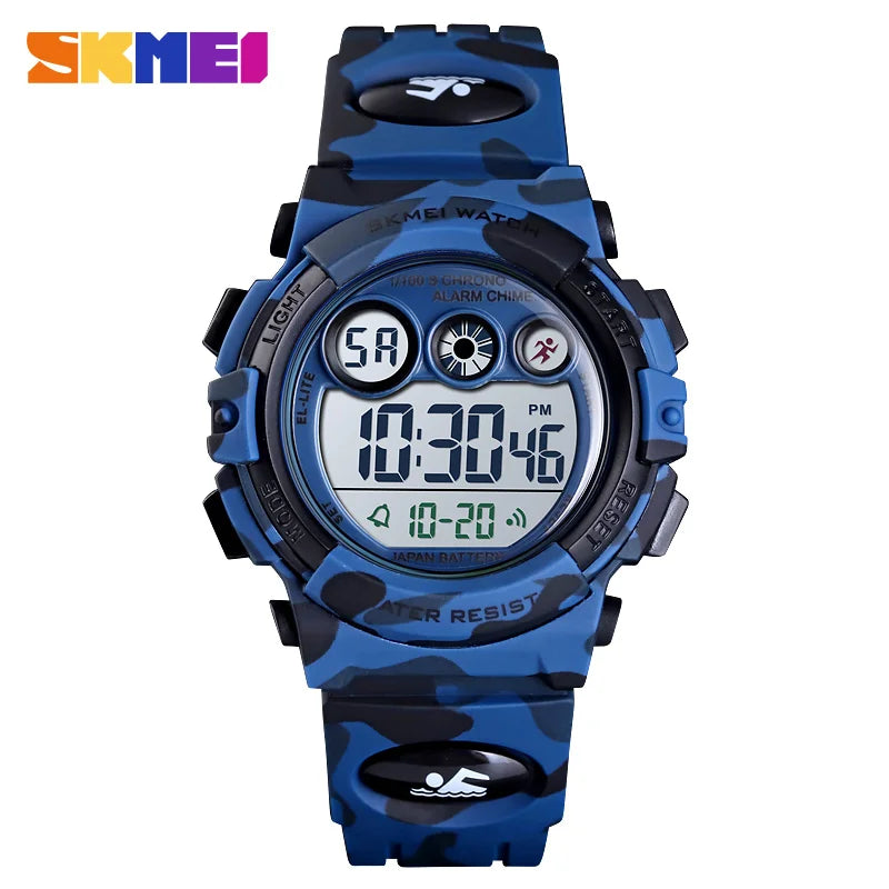 SKMEI Children LED Electronic Digital Watch Stop Watch Clock 2 Time Kids