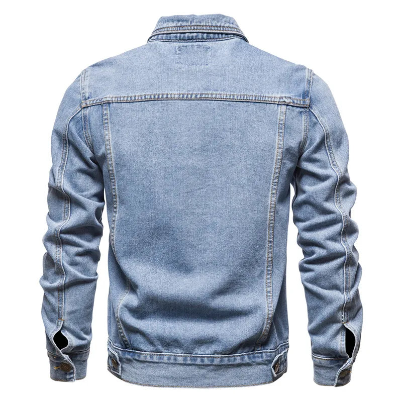 Denim Jacket Men Fashion Causal Oversized Cotton Casual Black Blue Denim Jacket