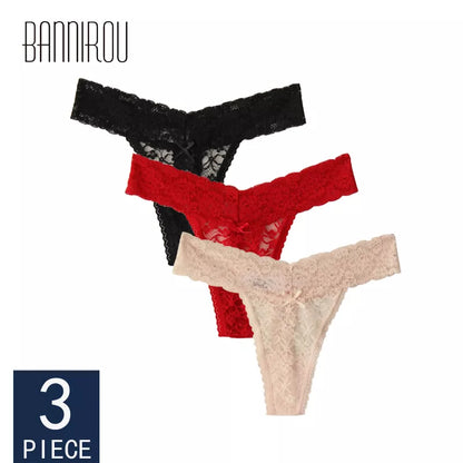 Woman Intimates Low-Rise Soft Female Panties New Plus Size Thongs 3 Pieces