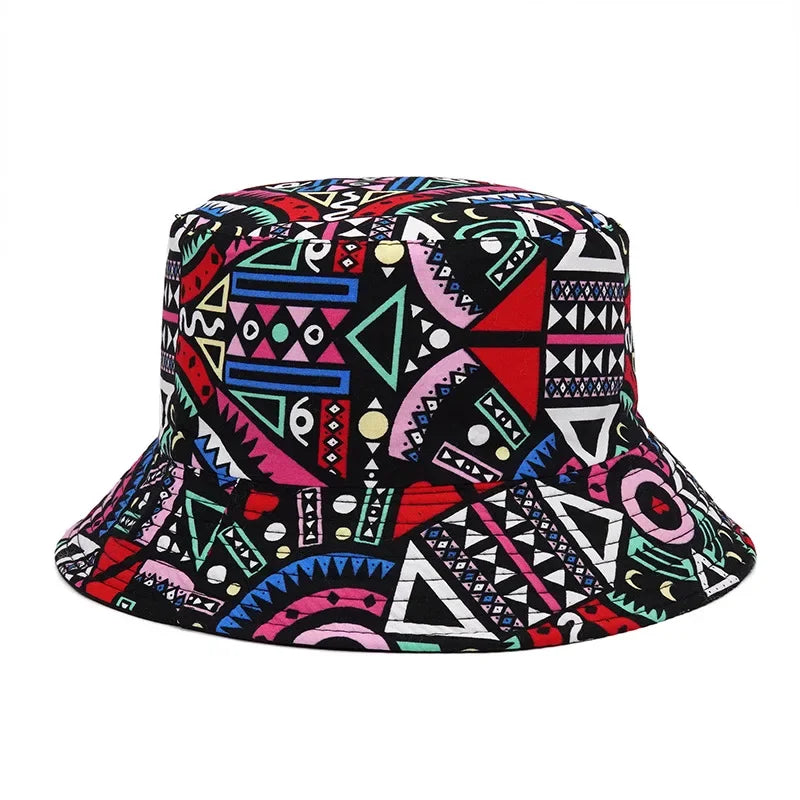 2024 New Summer Graffiti Bucket Hat for Women Men Skull Floral Outdoor Hat