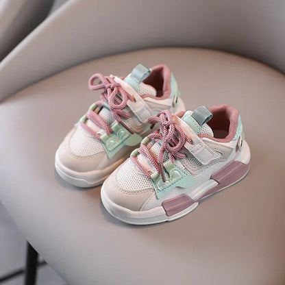 2023 Spring Children Girl Pink Shoes Autumn Mesh Breathable Kids Sneakers