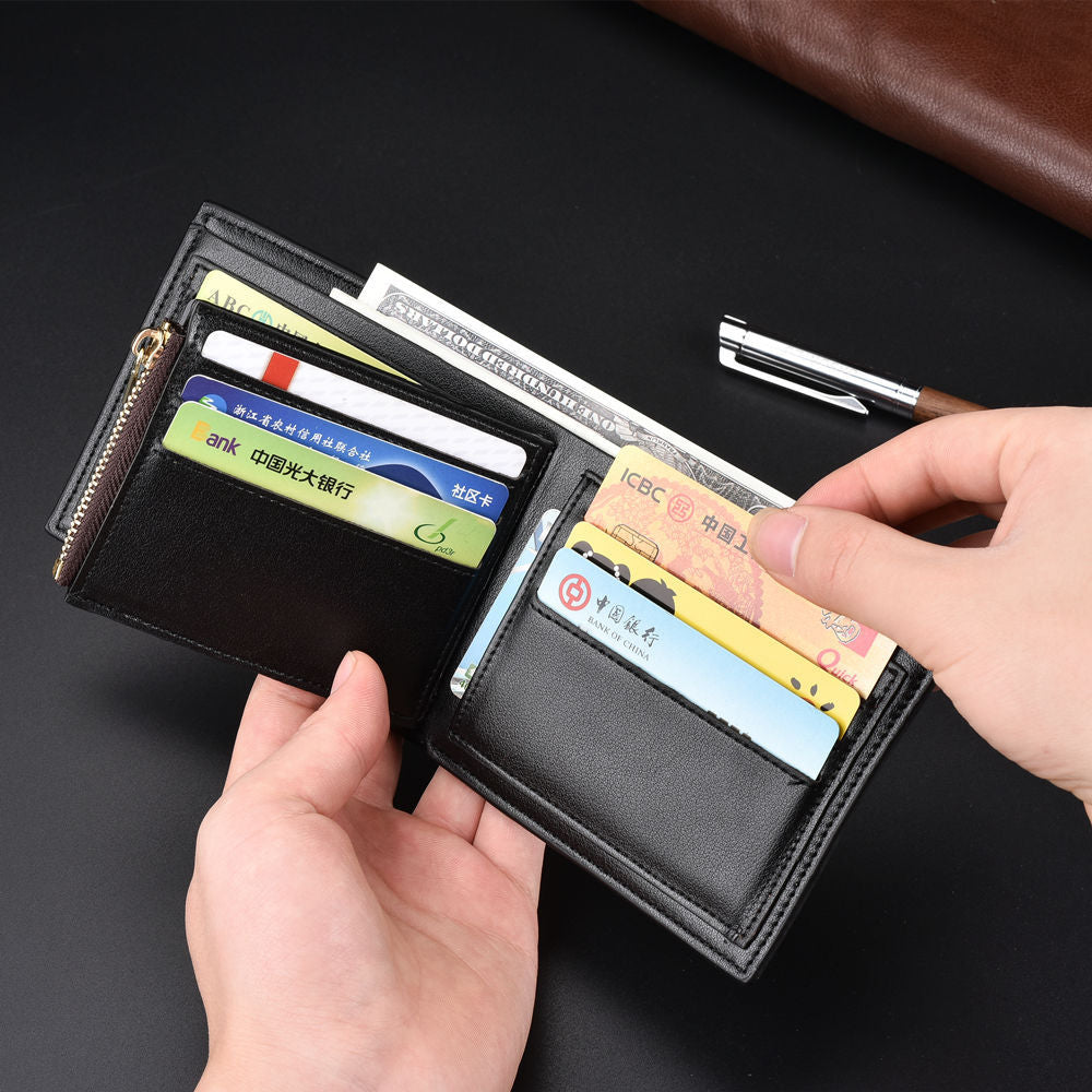 ODM Portefeuille Homme Black Small Leather Mens Card Holder Wallet With Id