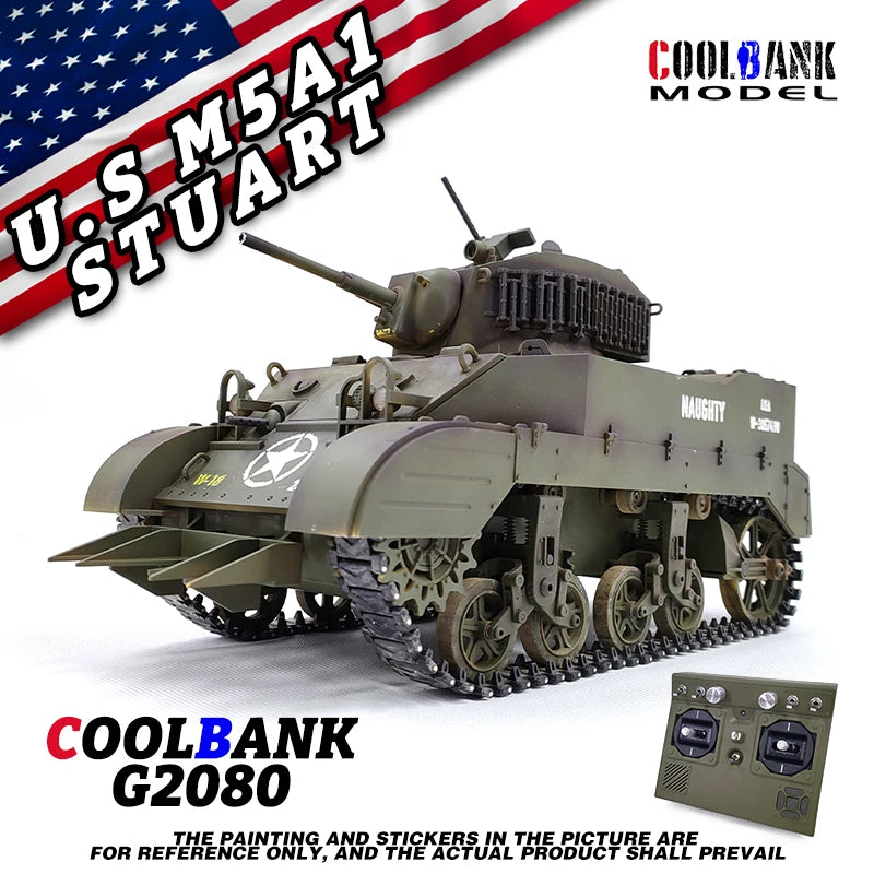 Coolbank U.S. Stuart M5a1 Stuart Rc Tank Model Smoking Sound and Light Electric