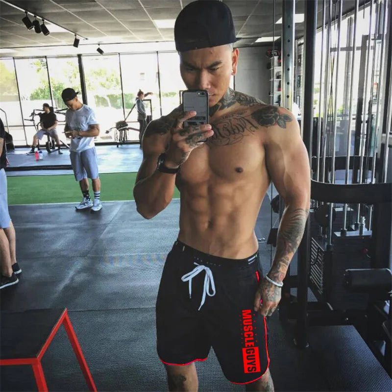 Muscleguys Gym Shorts Men Mesh Short Trousers Sports Joggers