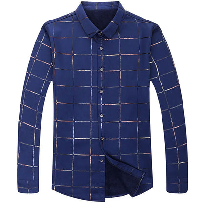 2022 Brand Casual Spring Luxury Plaid Long Sleeve Slim Fit Men Shirt