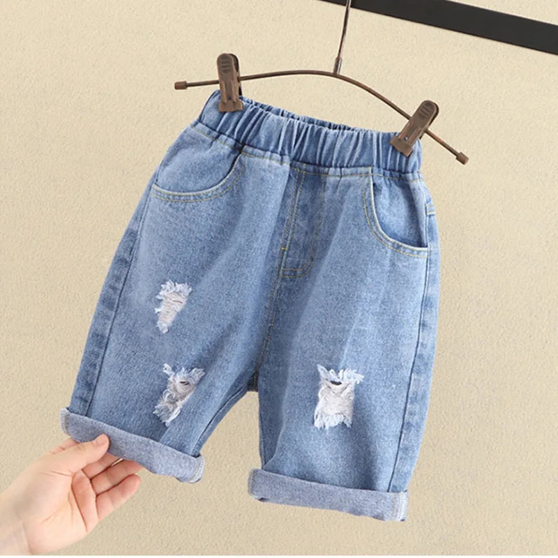 IENENS Kids Boys Beach Shorts Jeans Children Clothes Pants Denim Clothing