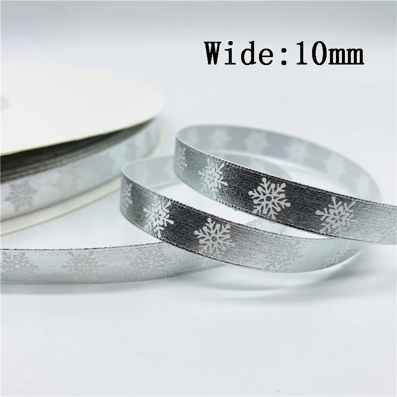 10mm 15mm 5yards Gold/Silver Christmas Decor Printed Christmas Ribbon