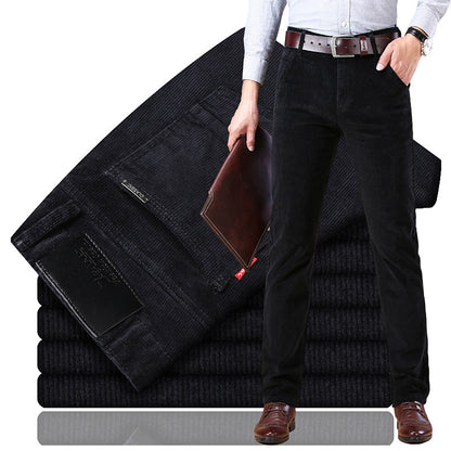 Mens Corduroy Long Pants Winter Thicken Warm Casual Men's Trousers