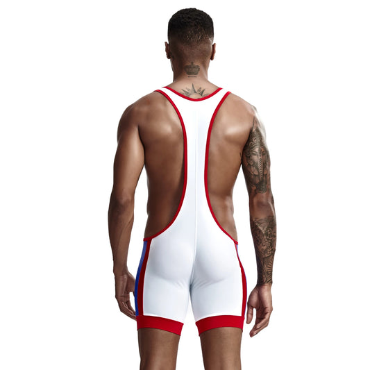 Contrast Color Wrestling Singlet Men Bodywear Bodysuit Sexy Gay Mens Undershirt