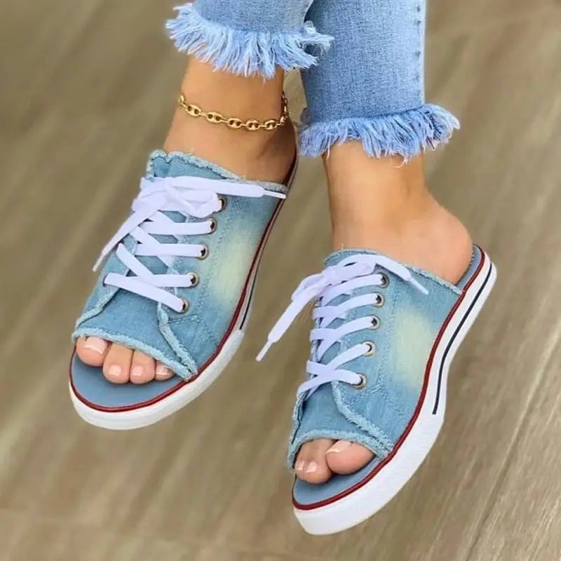 Woman Summer Shoes Women Slipper One Pedal Canvas Slippers Comfortable Flat