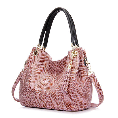 REALER High Quality Leather Tote Hand Bag Ladies Serpentine Shoulder Messenger