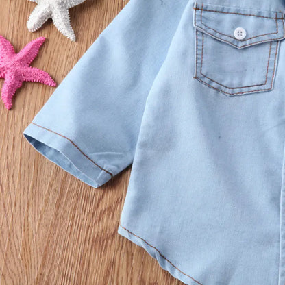 2020 Brand New Toddler Infant Child Kids Baby Boys Denim Shirt Long Sleeve