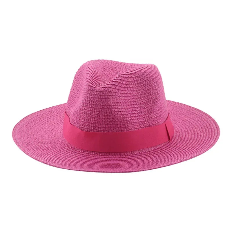 Hats for Women Bucket Sun Hats Ribbon Band Men Hat Straw Summer Panama Formal