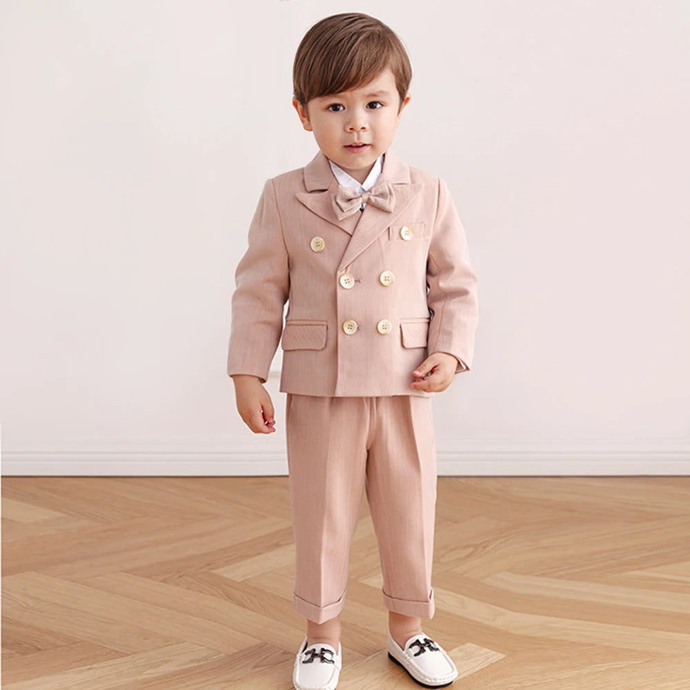 Pink Boys Suits for Weddings Kids Blazer Suit for Boy Costume Infant Blazer