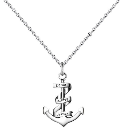 Custom Name Engraved Anchor Necklace