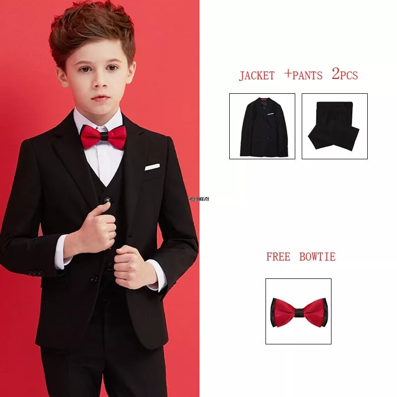 Boys Black 007 Wedding Suit Kids Formal Blazer Clothing Set Gentleman