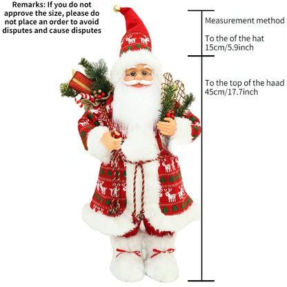 Santa Doll Red Plaid Christmas Pendant 2023 Happy Christmas Tree Decoration