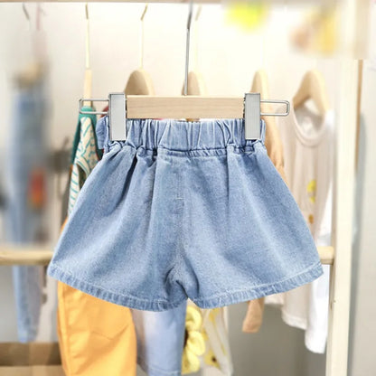 Girls Cute Bow Denim Shorts Summer Children Loose Short Pants for Girl 1-7yr